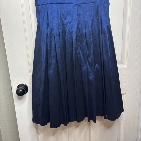 Jessica Howard Evenings Women’s Size 12 Navy Blue Satin Pleated Cocktail Dress - Picture 7 of 10